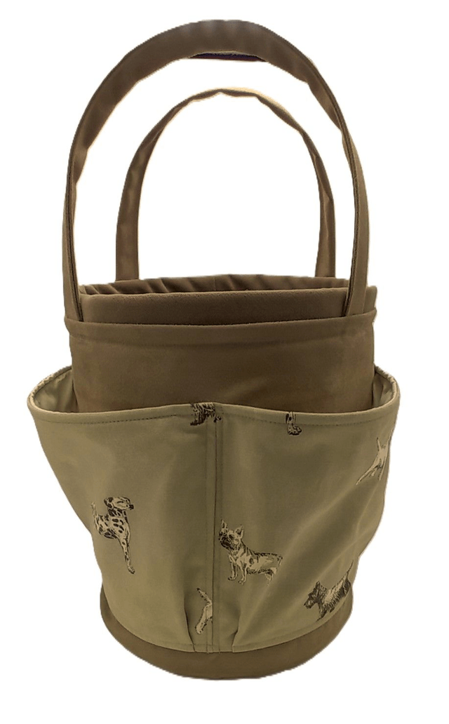 Large Bucket Bag Dog Print Design for Hobby Crafts Knitting Crochet and Multipurpose Storage