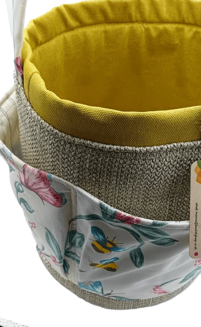 Large Bucket Bag Butterfly and Bee for Hobby Crafts Knitting Crochet and Multipurpose Storage