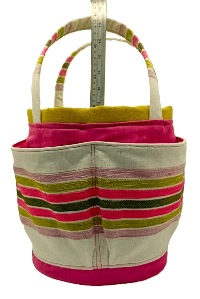 Large Bucket Bag Multicolour Stripe for Hobby Crafts and Multipurpose Storage Solutions