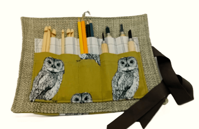 Storage Wrap Craft Tools Crochet Hooks Knitting Needle Case Pencils Artist Paint Brush Roll
