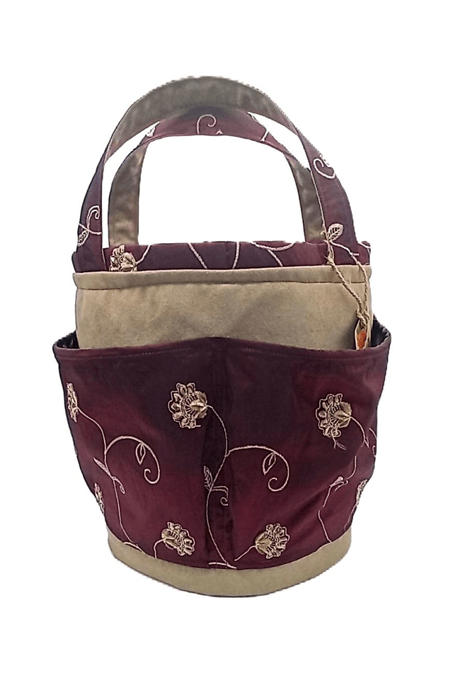 Large Bucket Bag Silk Tapestry for Multipurpose Storage or Sewing Crafts Knitting Crochet