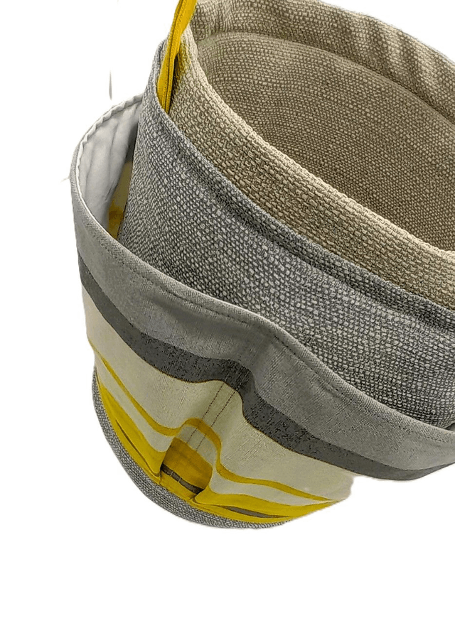 Large Bucket Storage Bag Grey Yellow Stripe Crafters Projects Beauty Products Multipurpose