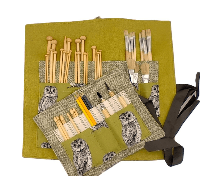 Storage Wrap Craft Tools Crochet Hooks Knitting Needle Case Pencils Artist Paint Brush Roll