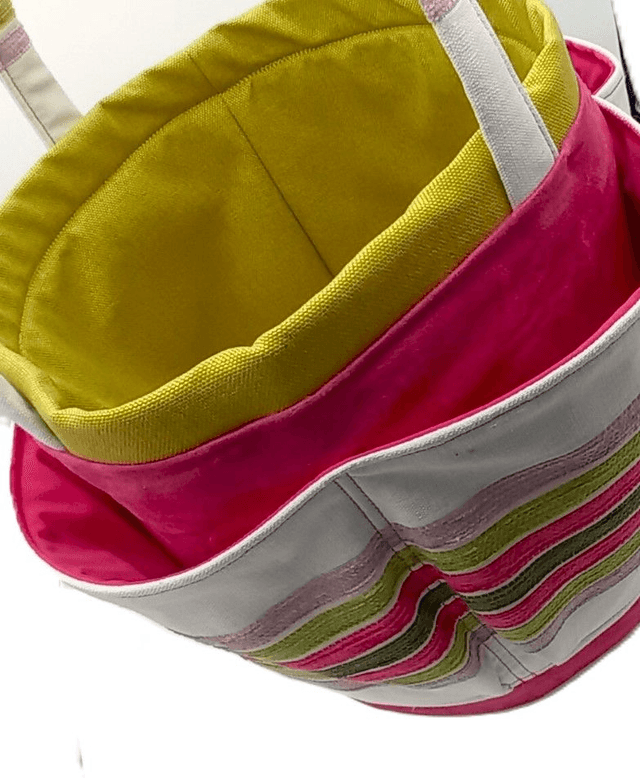 Large Bucket Bag Multicolour Stripe for Hobby Crafts and Multipurpose Storage Solutions