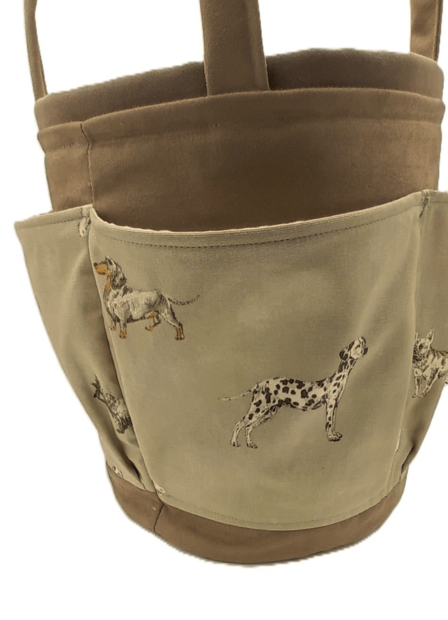 Large Bucket Bag Dog Print Design for Hobby Crafts Knitting Crochet and Multipurpose Storage