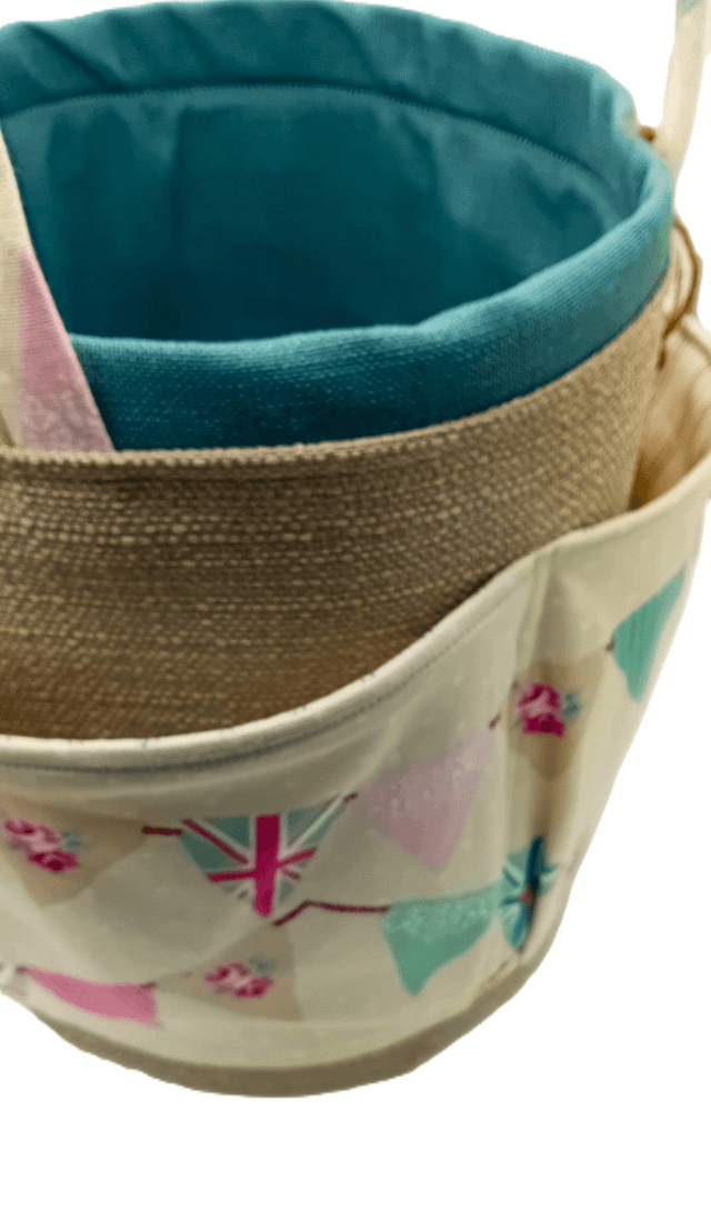 Large Bucket Bag Bunting Print for Hobby Crafts Knitting Crochet and Multipurpose Storage
