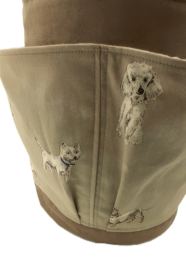 Large Bucket Bag Dog Print Design for Hobby Crafts Knitting Crochet and Multipurpose Storage
