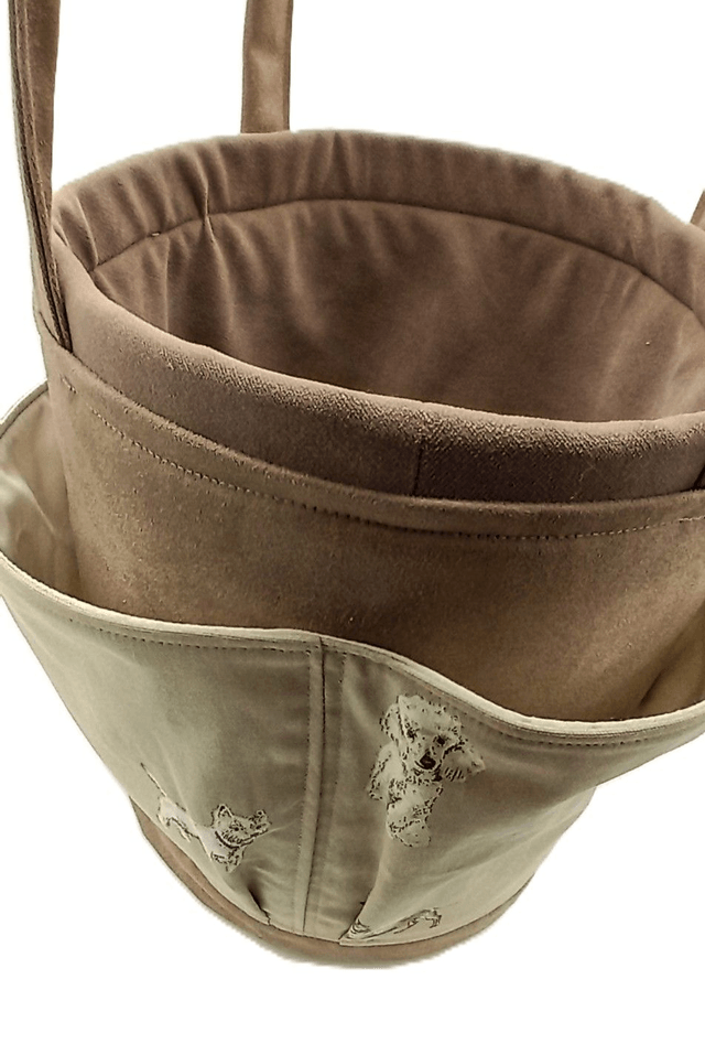 Large Bucket Bag Dog Print Design for Hobby Crafts Knitting Crochet and Multipurpose Storage