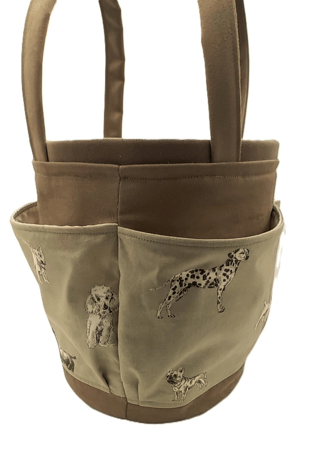 Large Bucket Bag Dog Print Design for Hobby Crafts Knitting Crochet and Multipurpose Storage