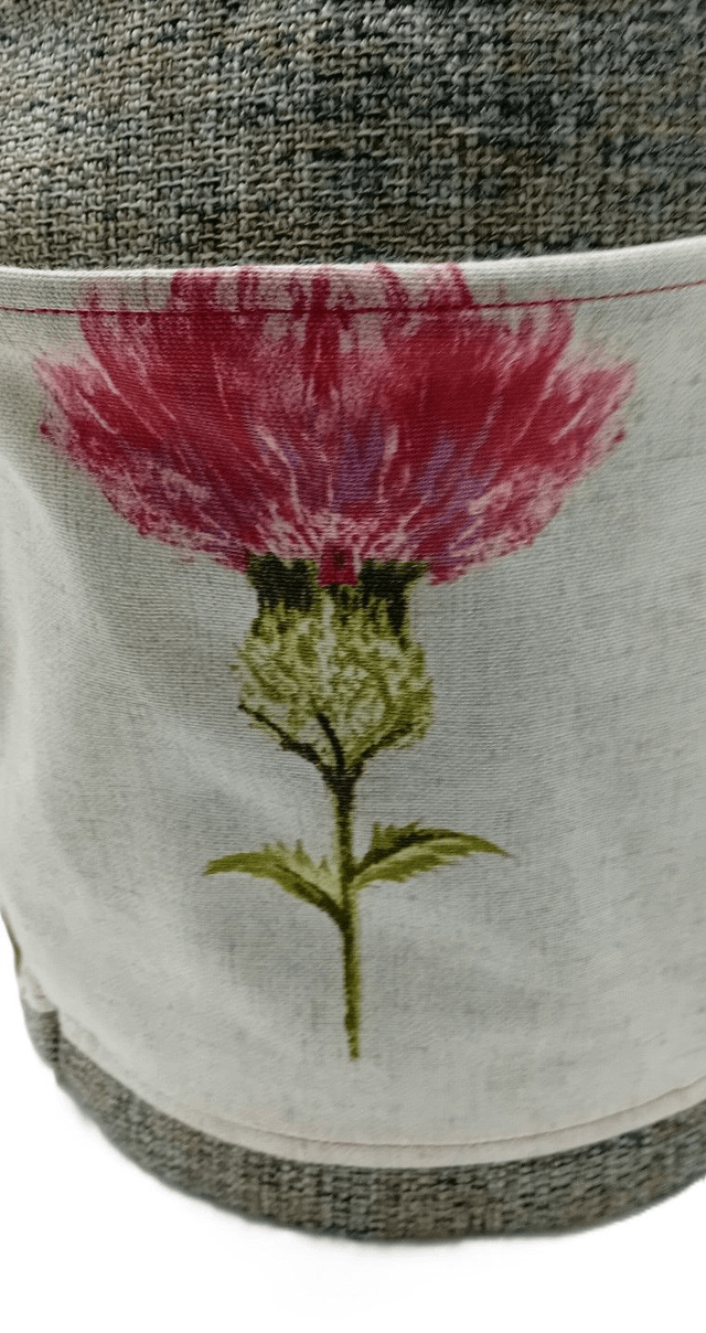 Large Bucket Storage Bag Scottish Thistle Tartan Multipurpose Project Bag