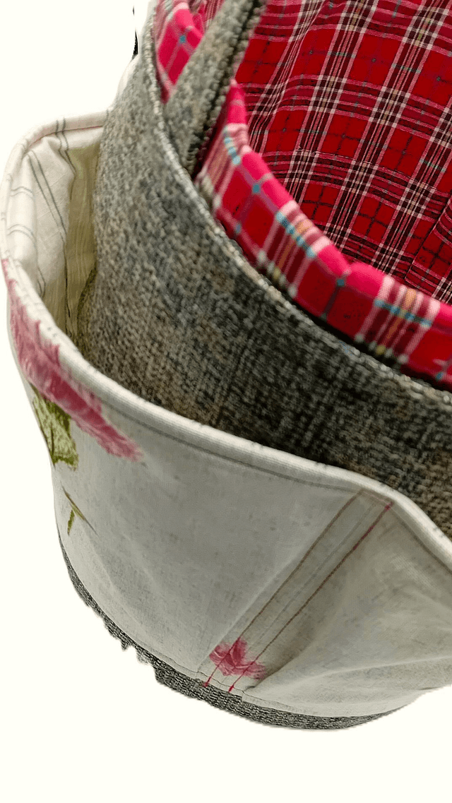 Large Bucket Storage Bag Scottish Thistle Tartan Multipurpose Project Bag
