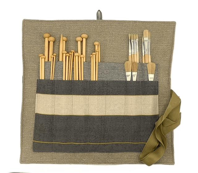 Storage Wrap Craft Tools Crochet Hooks Knitting Needles Pencil Case Artist Paint Brush Roll