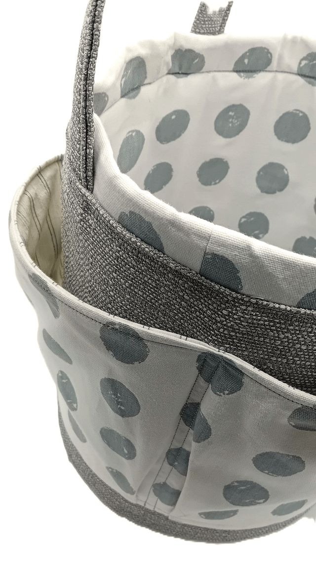 Large Bucket Storage Bag Grey Spot Polka Dot Crafters projects Beauty products multipurpose